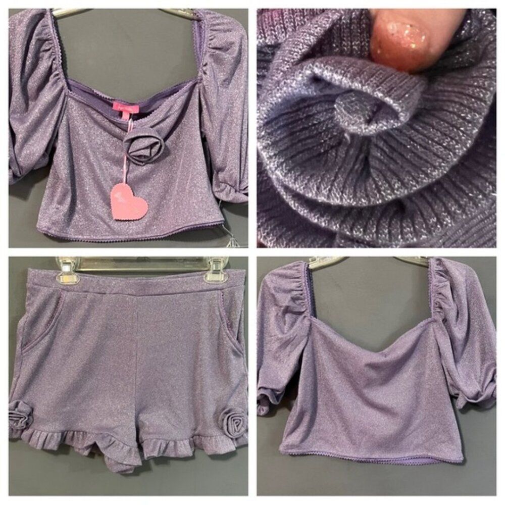 NWT DOLLSKILL SUGAR THRILLZ SPARK JUBILEE SHORTS TOP SET PURPLE METALLIC 1x